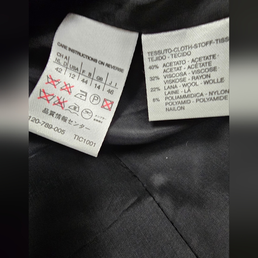 Max Mara Double Breasted  Black Blazer Jacket Wool Blend Size 12 Made In Italy - Picture 11 of 13